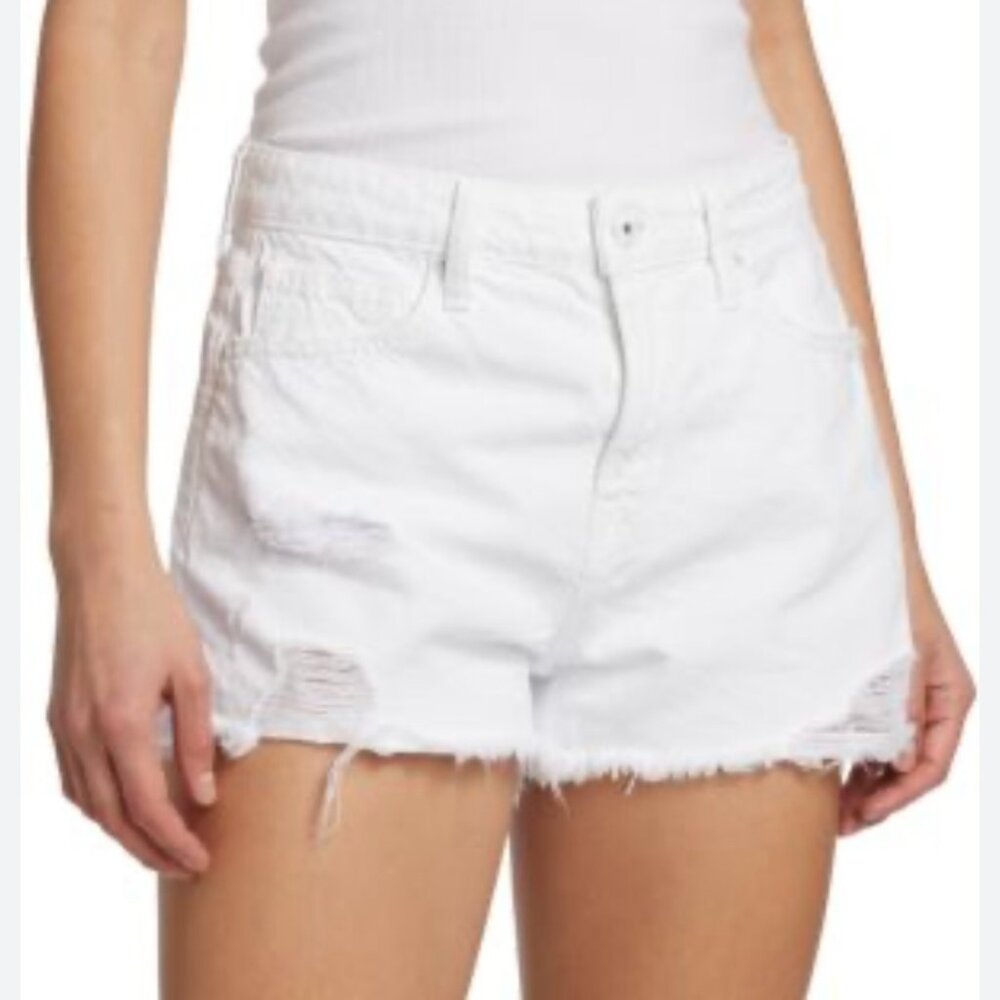 JONATHAN SIMKHAI WHITE DISTRESSED SHORTS 25